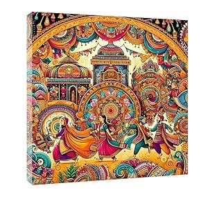 TRUECANVAS Traditional Pichwai Wall Art, 24 x 24 inch, Wooden Framed ...