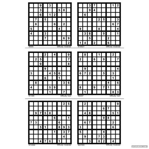 Hard Sudoku Printable 6 Per Page - Gridgit.com
