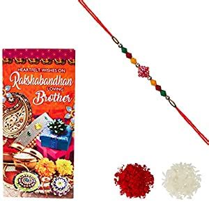 Buy Aheli Fancy Ball Multi Color crystal Rakhi for Men with Greeting ...
