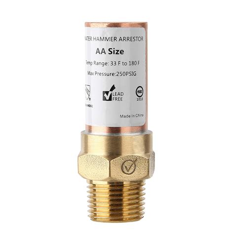 Solimeta Water Hammer Arrestor 1/2"MIP Thread，Lead- Free Solid Brass ...