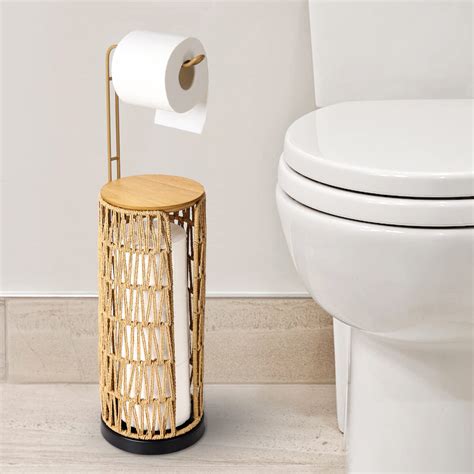 Free Standing Toilet Roll Holder with Shelf, Bathroom Toilet Paper ...