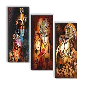 SAF paintings set of 3 Radha Krishna UV textured self adeshive wall ...