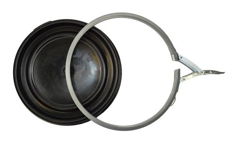 60 Litre Plastic Blue Open Top Storage Barrel with Lid and Latch Ring ...