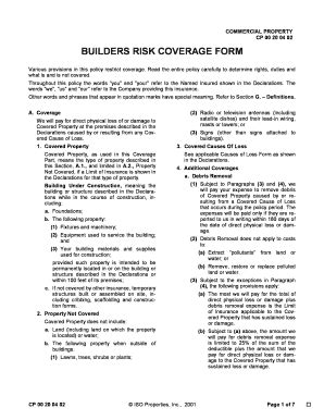 Fillable Online COMMERCIAL PROPERTY CP 00 20 04 02 BUILDERS RISK ...
