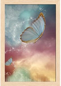 Big Butterflies In The Sky With Fantasy Sky Paper Poster Natural Brown ...