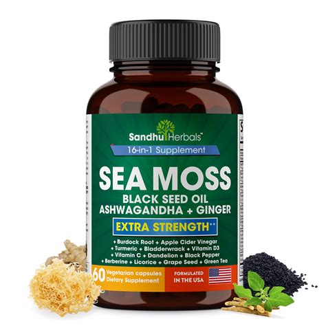 Amazon.com: Sea Moss Capsules with Black Seed Oil Ashwagandha Ginger ...