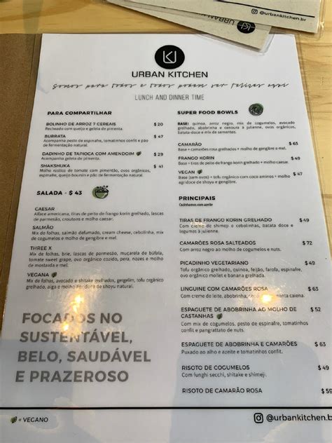 Menu em Urban Kitchen restaurante, São Paulo