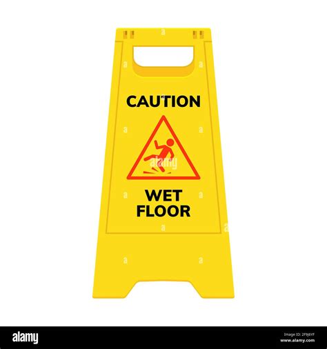 Wet floor sign. Safety yellow slippery floor warning icon vector ...