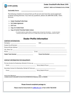 Fillable Online Dealer Funding Checklist - Fillable v12-28-15 Fax Email ...