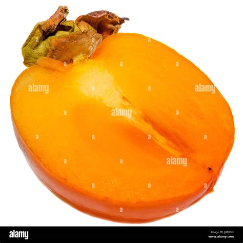 Orange Persimmon (Kaki, Diospyros kaki) fruit, close up, isolated ...