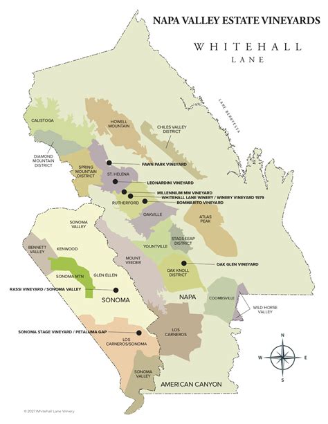 Napa Valley Appellation Map (AVA) - Whitehall Lane Winery
