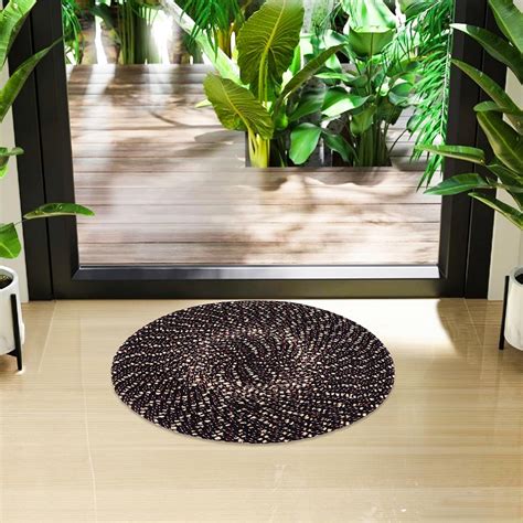 Buy Kuber Industries Round Shape Feather Door Mat - Cotton Reversible ...