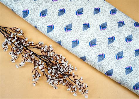 Grey Cotton Flex Fabric with Allover Base Print and Small Flowers 1273
