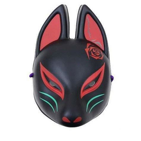 Buy Kitsune Half Mask Komen Black Rose Party Fox Mask Online at Lowest ...
