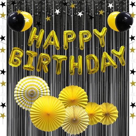Gold Happy Birthday Balloons Banner Decorations, India | Ubuy
