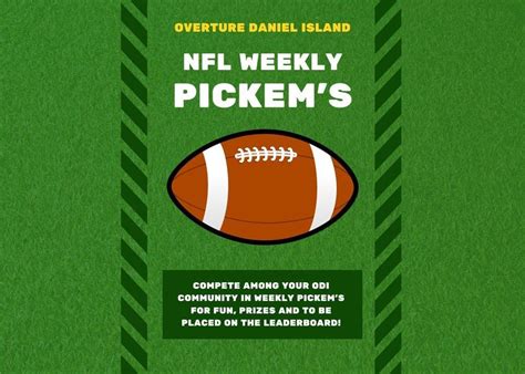 ODI NFL WEEKLY PICKEM"S, Overture Daniel Island, Charleston, 30 ...
