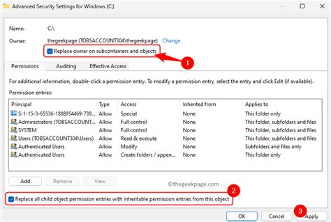Advanced Security Setting for Local Disk C 的图像结果