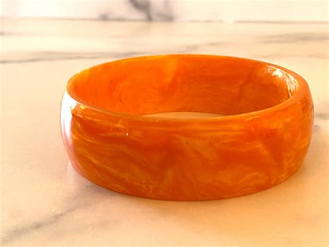 1960's Vintage Lucite pearlized Orange marble swirl New Old Stock with ...
