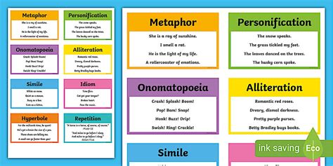 Figurative Language Reference Cards for 3rd-5th Grade