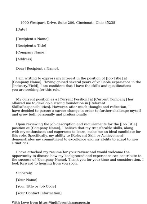 2 Examples of Career Change Cover Letter Examples