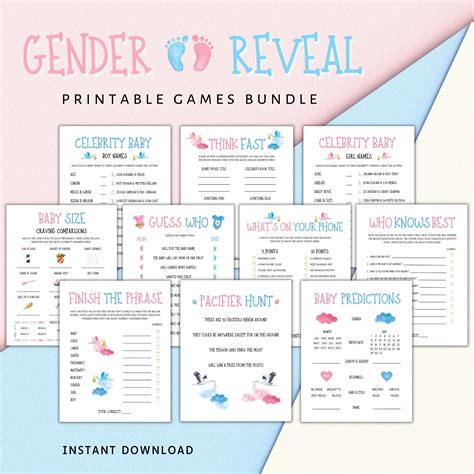 Gender Reveal Party Games, Printable Gender Reveal Activities, Gender ...
