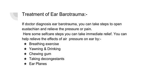 Ear barotrauma causes, symptoms and treatment | PPTX