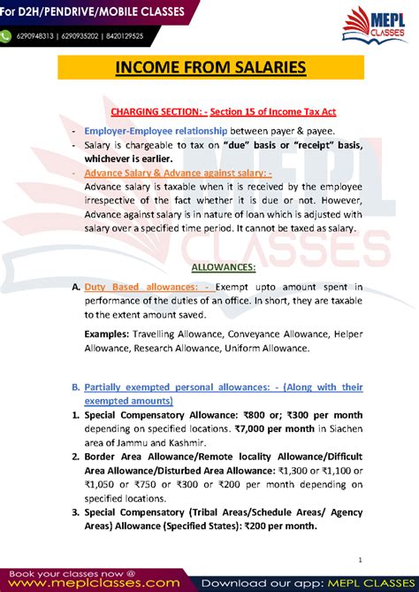 CMA Inter - Income Tax on Salaries & Allowances - JUNE 23 - Studocu