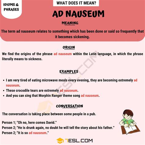 Ad Nauseum Meaning, Origin and Examples • 7ESL