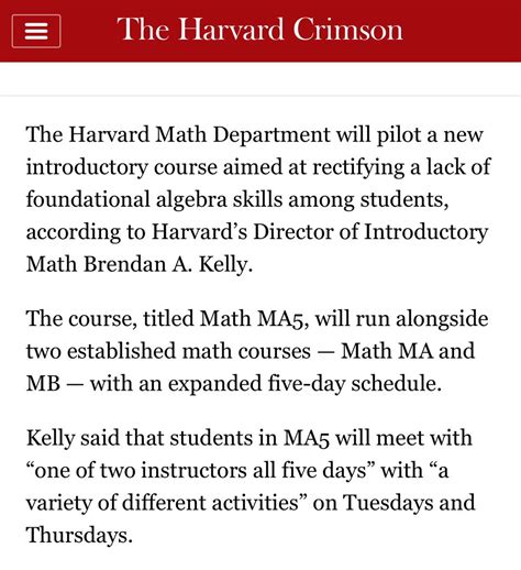 Harvard Introduces Remedial Math Course Math MA5 Amid Concerns Over ...