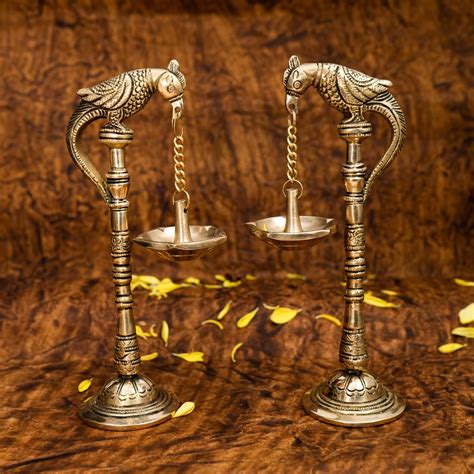 Pure Brass Diya for Puja (Set of 2) | Standing Diya for Pooja | Brass ...