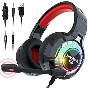 Nivava Gaming Headset for PS4, Xbox One, PC Headphones with Microphone ...