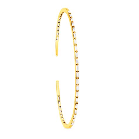 Suzanne Kalan 18ct Yellow Gold Thin Horizontal 0.60cttw Baguette Cut Bangle
