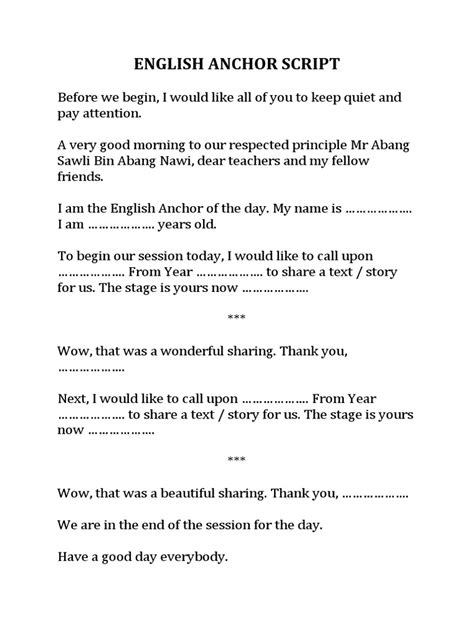 Image result for Anchor Script Example