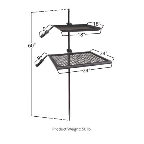 TITAN GREAT OUTDOORS Adjustable Swivel Grill, Steel Mesh Cooking Grate ...
