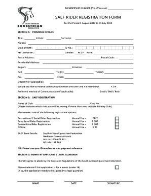 Fillable Online SAEF Rider Registration Form - Dunblane Equestrian ...