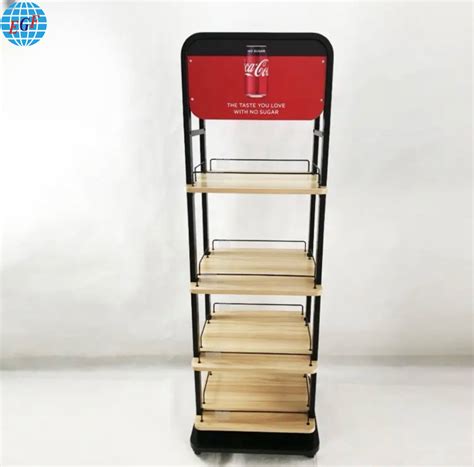 Custom Custom Four-Tier Retail POS Wooden Floor Standing Metal Wire ...