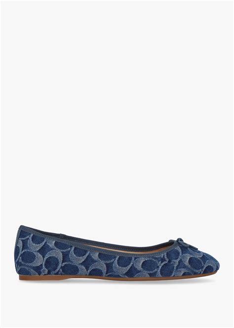 COACH Abigail Signature C Denim Ballet Flat ( Denim) Flat Shoes in Blue ...