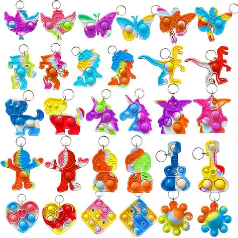 SULEAD 30 Pcs Mini pop it Fidget Toys Keychain Squeeze Toys India | Ubuy
