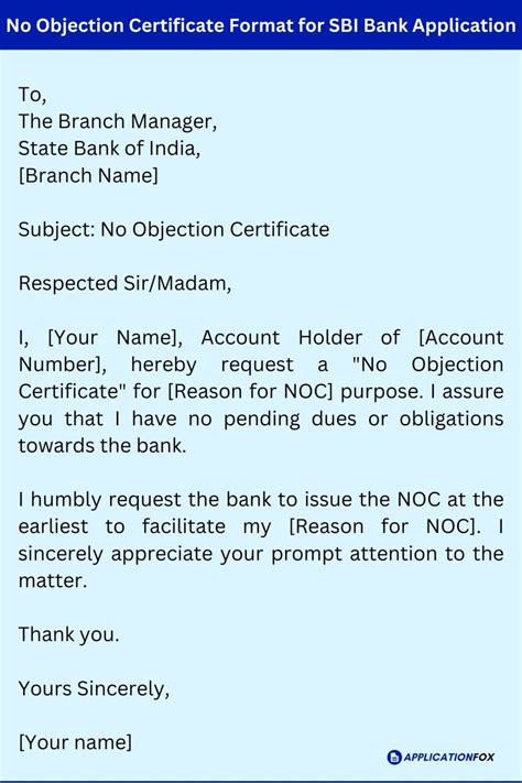 (6+ Samples) - Application for NOC from Bank