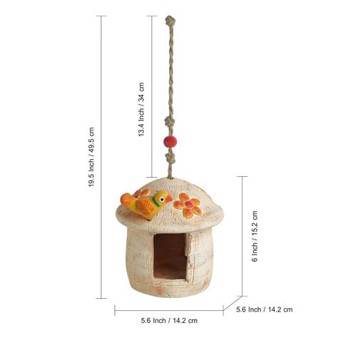 'Swinging Hut' Handmade & Hand-painted Bird House In Terracotta (15.2 ...