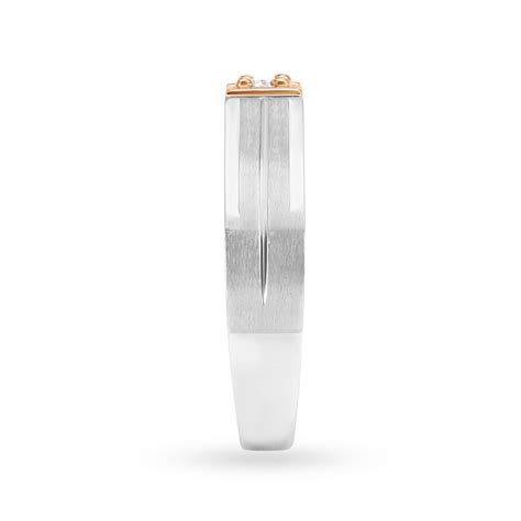 Sleek 950 Pure Platinum And Rose Gold And Diamond Finger Ring