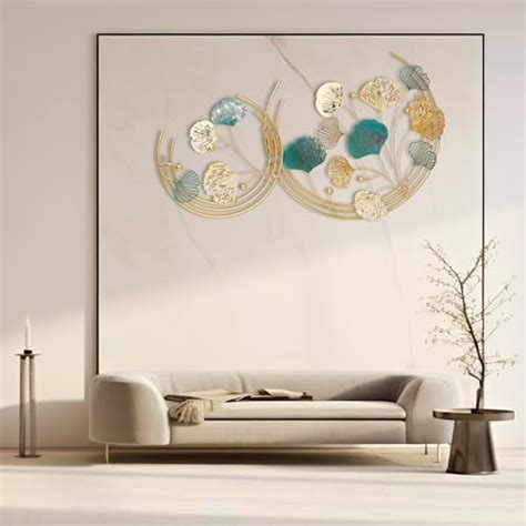 Z M HANDICRAFTS Metal Wall Art Sunburst Handmade Gingko Leaf 3D Wall ...