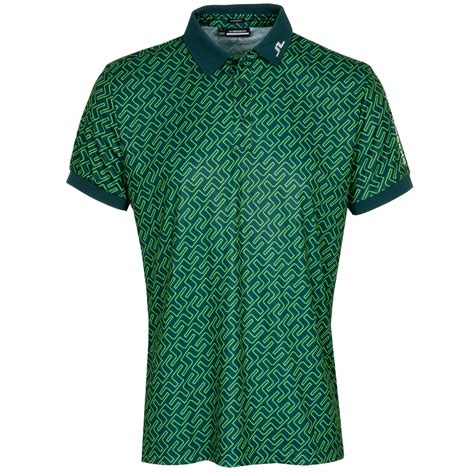 J Lindeberg Tour Tech Print Golf Polo Shirt Classic Green Bridge ...