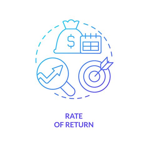 Rate of return blue gradient concept icon. Risk forecasting. Factor affecting investment ...