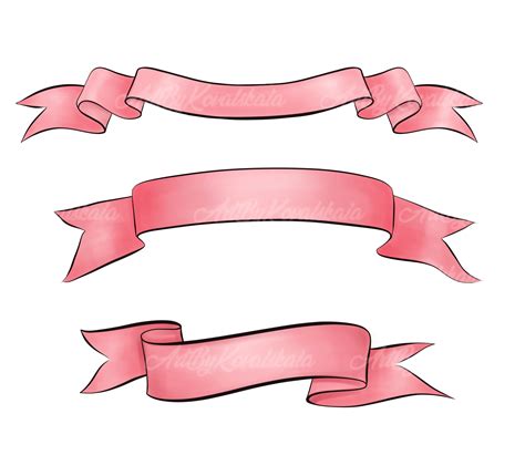 Ribbon Clipart, Banner PNG, Pink Ribbons Clip Art, Digital Download - Etsy