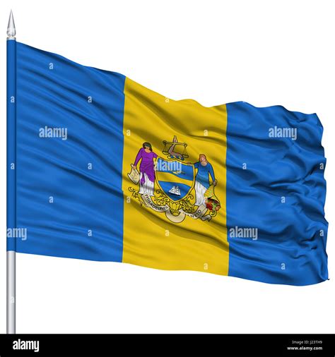 Philadelphia City Flag on Flagpole, Pennsylvania State, Flying in the ...