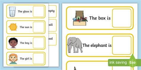 Fill In The Adjective Basic Concept Sentences Matching Activity