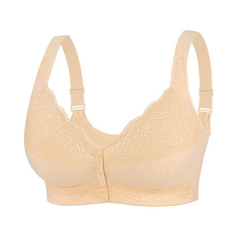 ALLLIST Bras Women Front Closure Wireless Lace Nursing Bras Beige Comfy ...