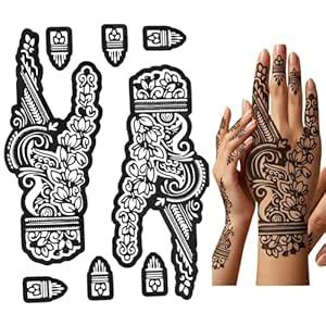 Mandala Mehndi Stencil Design | Floral Henna Tattoo Sticker for Hands ...
