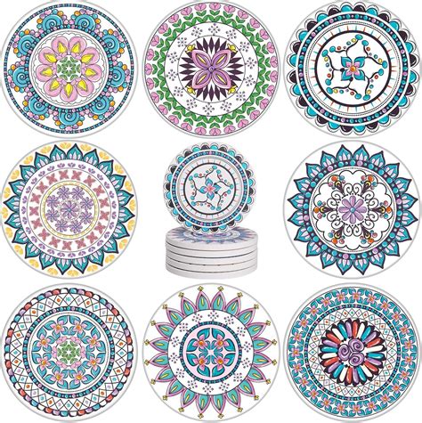 Amazon.com: GeeRic 8 Pcs Bar Coasters for Drinks, Square Ceramic Drink ...